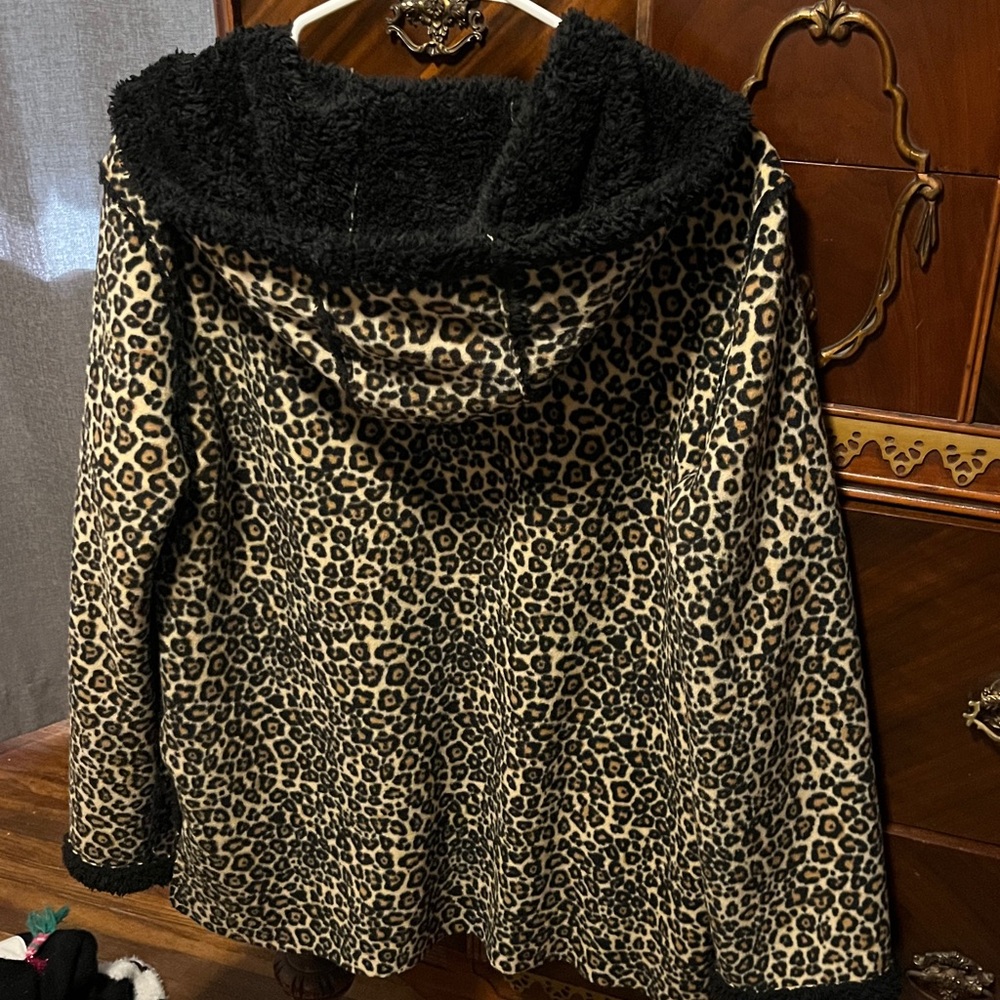 Source Unknown Leopard Print Teddy Jacket With Bl… - image 5